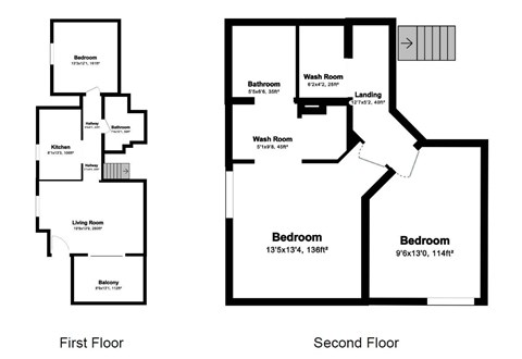 Floor plan for 3 beds, 2 baths, 1160 sqft